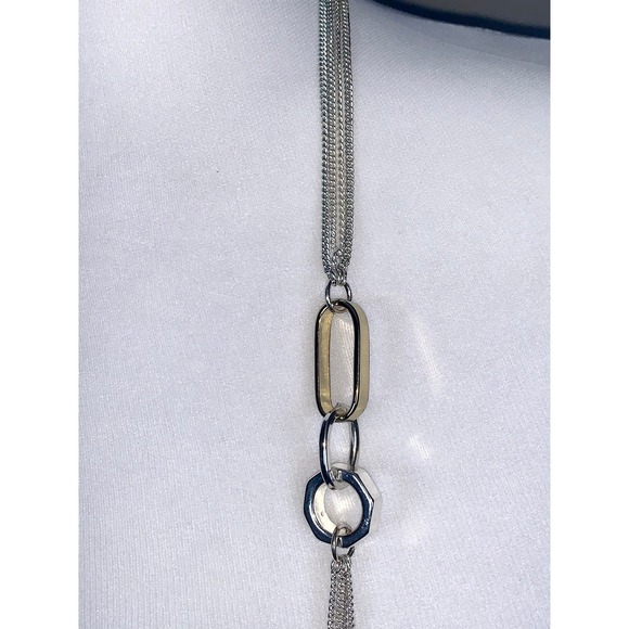 Kenneth Cole New York Silver & Gold Tone Interlocking Rings Necklace EUC - Picture 4 of 9